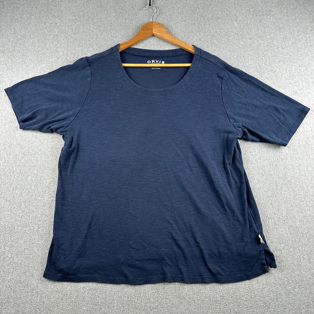 Orvis T-Shirt Womens XXL Classic Collection Blue Pima Cotton Slub Short Sleeve